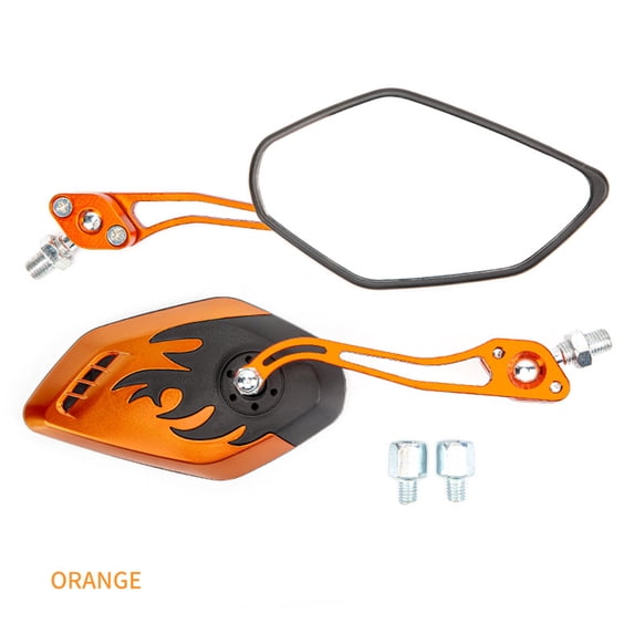 1 Pair Motorcycle Rearview Mirror Flame Pattern Reversing Mirror Electric Scooter Accessories for 8mm/10mm