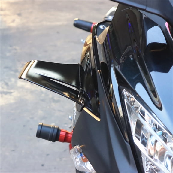 1 Pair Motorcycle Winglet Aerodynamic Spoiler Wing Kit with Adhesive - Glossy Black