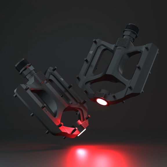 1 Pair Mountain Bike Pedals Aluminum Alloy Bike Pedals with Lights Anti Slip DU Bearing Wide Flat Pedals for Road Mountain Bike