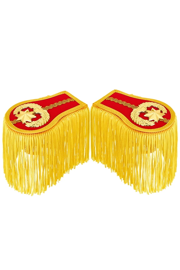 1 Pair Non-woven Fabrics Tassels Epaulette Epaulet Shoulder Decoration Red 120x80x8mm