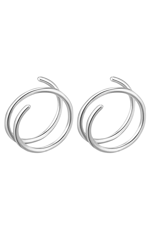 1 Pair of Nose Rings Nose Rings Tashi Promotional Sale Double Nose Hoop Ring for Piercing Nose Hoop, Nose Ring Hoop for Women, Spiral Nose Hoop for Girls, Nostril Piercing Jewelry Silver