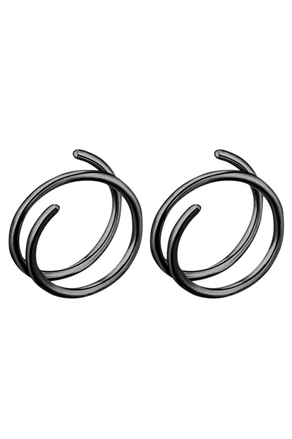 1 Pair of Nose Rings Nose Rings Awwp Promotional Sale Double Nose Hoop Ring for Piercing Nose Hoop, Nose Ring Hoop for Women, Spiral Nose Hoop for Girls, Nostril Piercing Jewelry Black