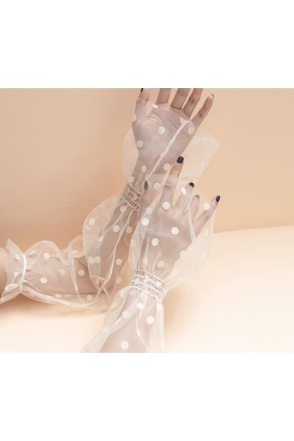 1 Pair Of Lace Gloves For Women Sheer Arm Sleeves Detachable Bridal Wedding Sleeves Long Mesh Gloves Fancy Fingerless Gloves For Tea Party