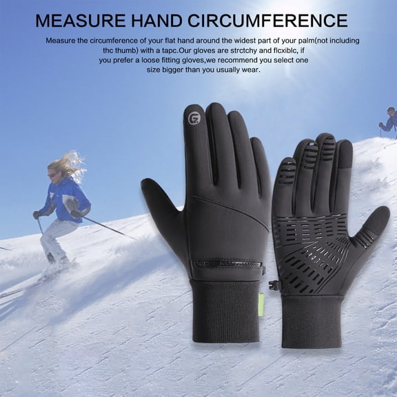 1 Pair Outdoor Cold and Windproof Sports Gloves,Winter Thermal Touch Screen Gloves,Non-Slip Touch Screen Waterproof Windproof Warm Gloves,Black Gloves for Sports Running Skiing Driving Cycling,C