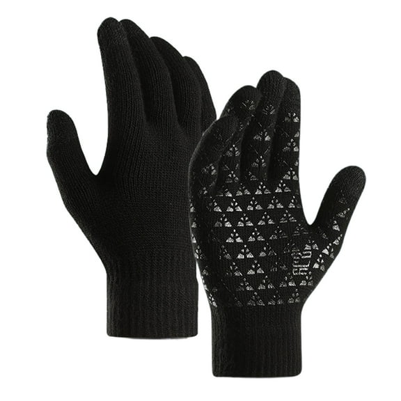 1 Pair Outdoor Gloves Knitted Touch Screen Plush Full Fingers Winter Gloves for Skating