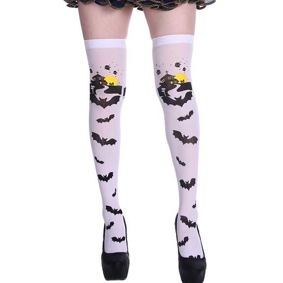 1 Pair Over Knee Socks Gothic Bat Stockings Cosplay Festival Socks Thigh High Long Stockings Soft Halloween Party Wear