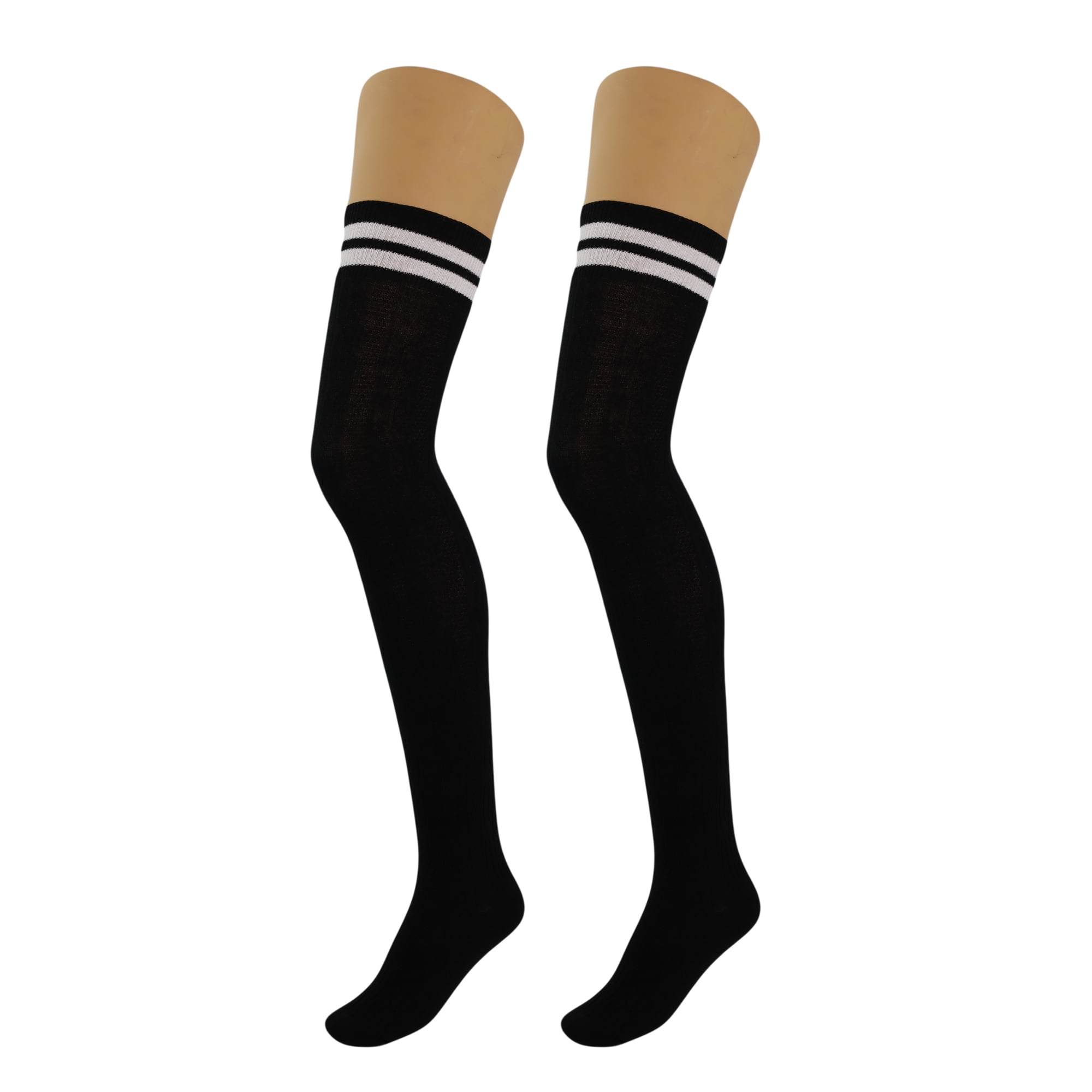2 Pairs Women's Knitted Thigh High Boot Socks Over The Knee Warm Extra Long Winter Stockings For Women Girls