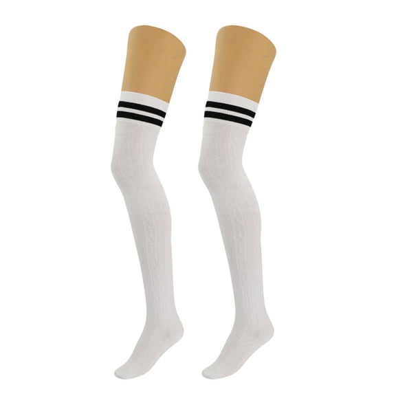 1 Pair Over Knee Thigh High Knitted Socks for Women Warm Stocking Long Boot Socks - White