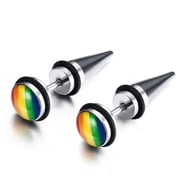 1 Pair Pack Rainbow Gay LGBT Pride Silver Stainless Steel Stud Earrings For Men Unisex Accessories