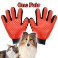 thumbnail image 1 of 1 Pair Pet Grooming Gloves Brush Dog Cat Hair Remover Mitt Massage Deshedding Hair Fur Removal Tool, 1 of 9