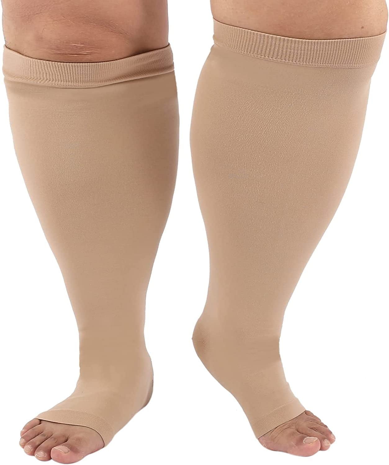 1 Pair Plus Size Compression Socks Wide Calf Pairs, OpenToe Toeless