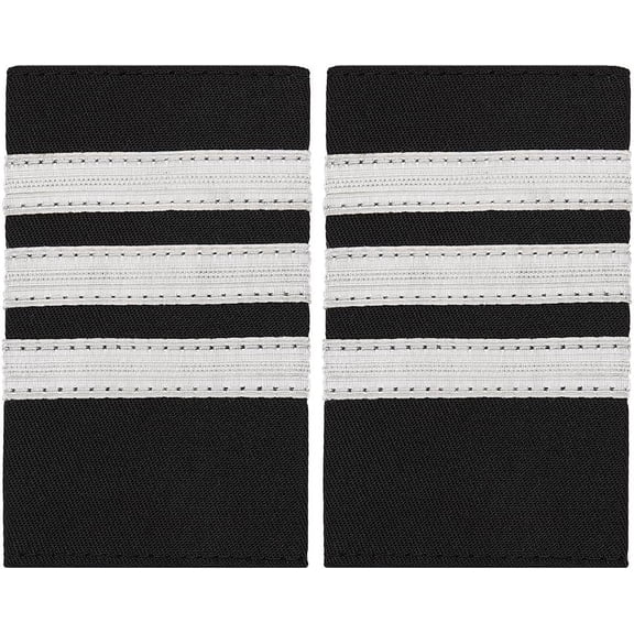 1 Pair Polyester Pilot Epaulettes Sew on Felt Cloth Shoulder Badges Silver 84x50x3mm DIY