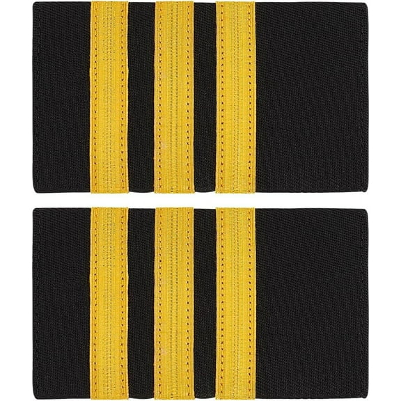1 Pair Polyester Pilot Epaulettes Sew on Felt Cloth Shoulder Badges golden 84x50x3mm