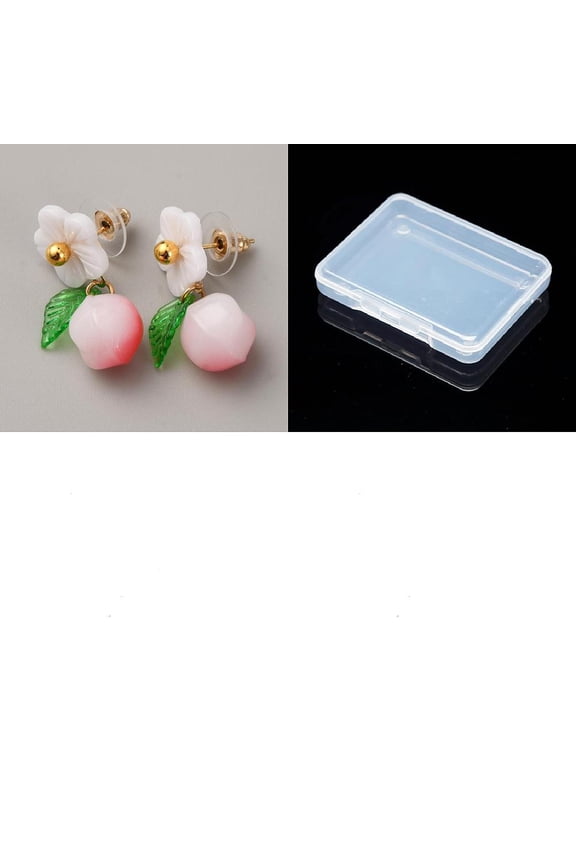1 Pair Porcelain Dangle Stud Earrings Peach Hoop Earrings Flatback Stud for Women Birthday Festival Elegant Gifts Personalized Jewelry 32.5x14mm