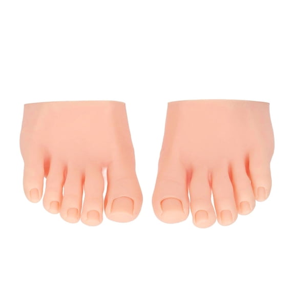 1 Pair Practice Fake Foot Flexible Movable Soft Silicone Fake Foot Prosthetic Manicure Tool for Nails Training Display