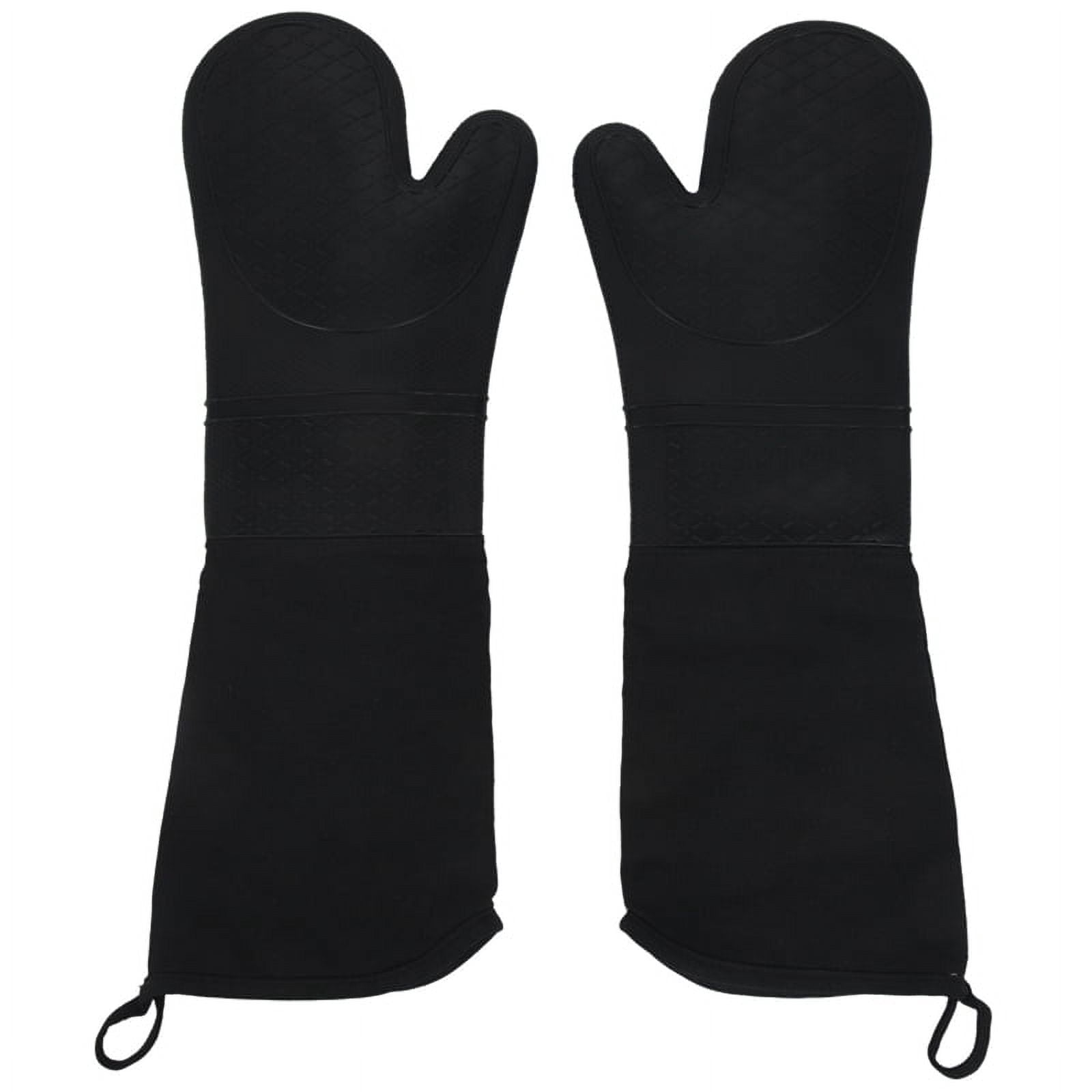 1 Pair Professional Silicone Oven Mitts Baking Gloves Elbow Length Heat Resistant Gloves for Kitchen Cooking Grilling