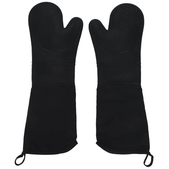 1 Pair Professional Silicone Oven Mitts Baking Gloves Elbow Length Heat Resistant Gloves for Kitchen Cooking Grilling