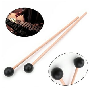 1 Pair Rubber Mallet Percussion Xylophone Bell Mallets Glockenspiel sticks  Mallet with Wooden Handle Rubber Mallet Percussion Instrument Black