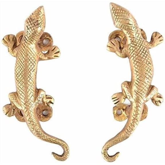 1 Pair Pulls | Gold Long Cabinet Pulls | Brass Pulls | Lizard Handles | 14.73 Cm Bathroom Handles$$Tools & Hardware Other