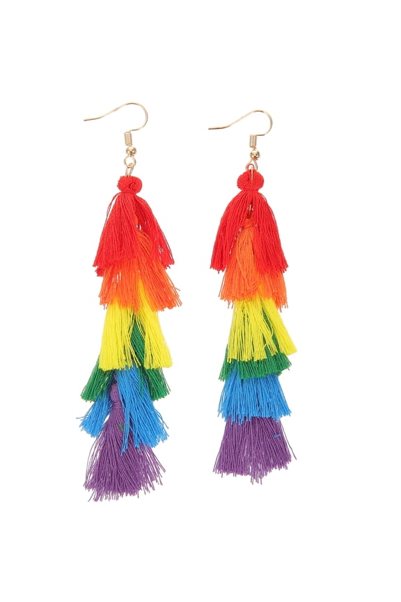 1 Pair Rainbow Tassel Drop Earrings Rainbow Tassel Dangle Earrings Women Rainbow Earrings