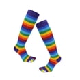 thumbnail image 1 of 1 Pair Rainbow Toe Socks Colorful 5 Toe Calf Socks Rainbow Striped Leg Warmers Funny Long Toe Socks for Women and Girls, 1 of 7