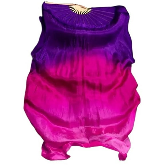 1 Pair Real Silk Belly Dance Veils Classic Size Bamboo Fan Veil Dancer Preformance Show Props Customized