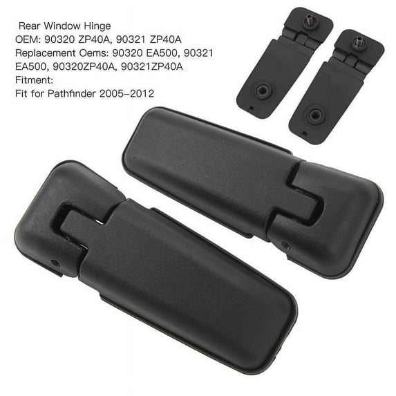 1 Pair Rear Window Hinge, 90320 ZP40A Impact Resistance Left Right Liftgate Glass Hinges Set, Rear Tailgate Glass Hatch Hinge for Pathfinder 2005 to 2012, Black