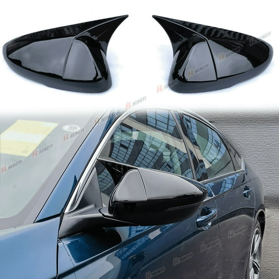 1 Pair Rearview Mirror Cover for Honda Accord 2023-2024 The 11th Gen, Horn Style Add-On Side View Wing Side Mirror Covers Caps, Gloss Black