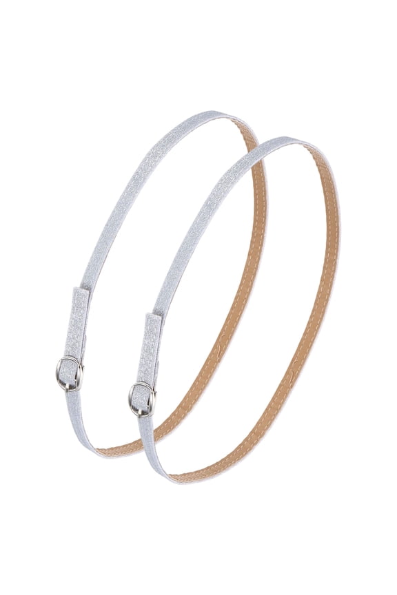 1 Pair Replacement Ankle Strap for Heels Detachable High Heels Shoe Straps Adjustable PU Leather Shoe Band, Silver