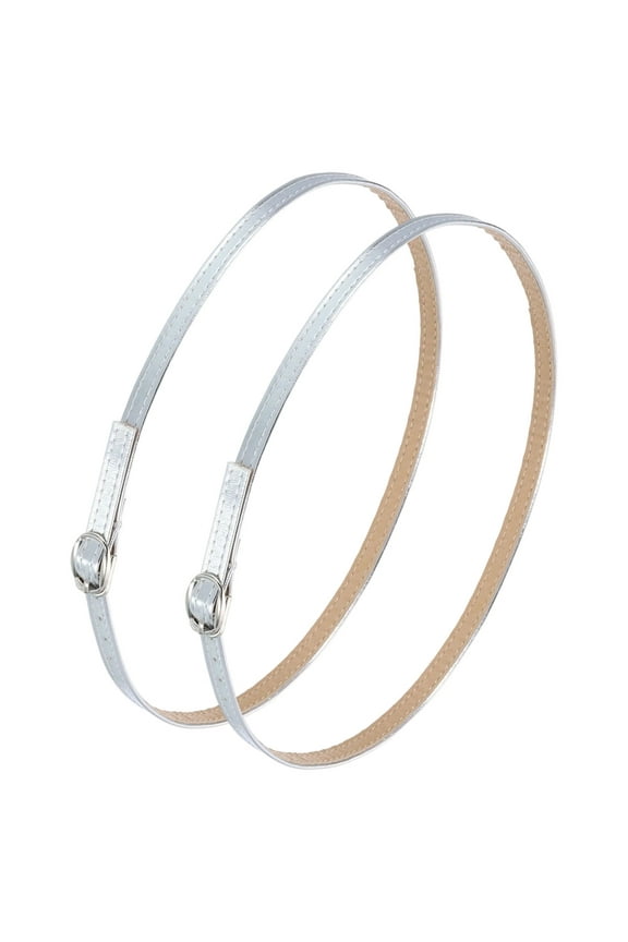 1 Pair Replacement Ankle Straps for Heels Detachable High Heels Shoe Straps Adjustable PU Leather Shoe Bands, Silver