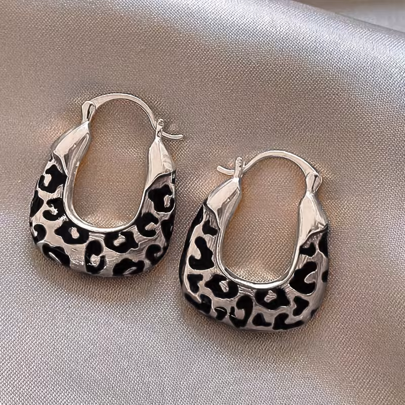 1 Pair Retro Leopard Print Earrings, Light Luxury High-End Temperament Jewelry, Versatile Party & Gathering Accessory for Women