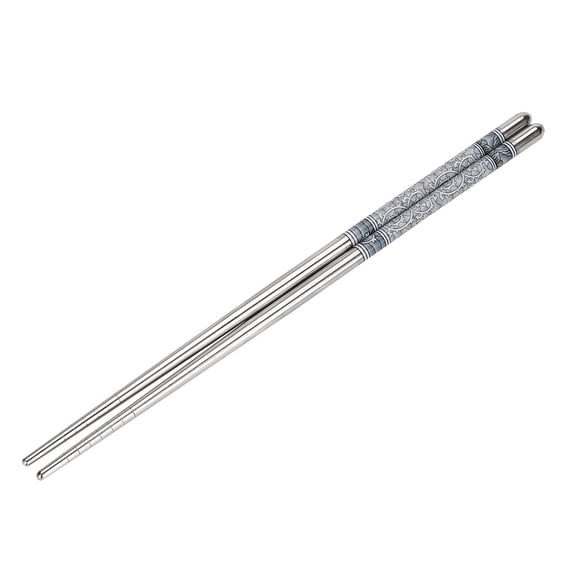 1 Pair Reusable Chopsticks, Stainless Steel Metal Chop Sticks, Length Flower Pattern Stainless Steel Chopsticks, Lightweight Design, Non-Slip Tips, Dishwasher Safe, 9 Inch