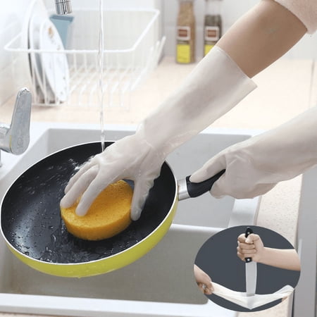 1 Pair Reusable Cleaning Gloves Dishwashing Household Kitchen Gloves Waterproof Dish Washing Heavy Duty Gloves for Women Men