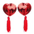 thumbnail image 1 of 1 Pair Reusable Sexy Breast Bra Tassel  Self Adhesive Womens Silicone Pasties Heart Shape Bra Nipple Covers Women Lingerie RED, 1 of 7