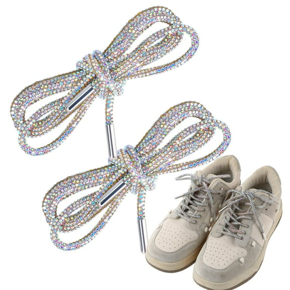 1 Pair Rhinestone Shoe Laces Bling Crystal Drawstring Cords for Sneakers (47.2inch, Colorful)