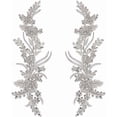 thumbnail image 1 of 1 Pair Rhinestones Lace Applique 13x4.3x0.2 Inch White Handmade Floral Embroidery Beaded Lace Rhinestone Patch Sewing Beaded Applique for DIY Clothing and Craft Decoration, 1 of 8