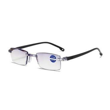 1 Pair Rimless Blue Light Blocking Reading Glasses Diamond Cut Edge Readers for Men +1.00