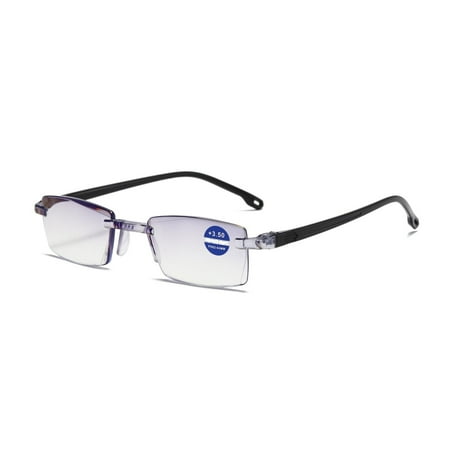 1 Pair Rimless Blue Light Blocking Reading Glasses Diamond Cut Edge Readers for Men +1.00