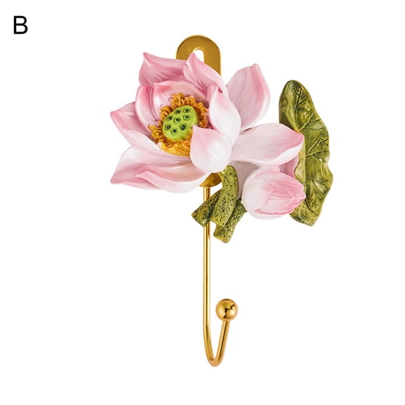 1 Pair Rose Resin Hooks - Wall Mounted Creative Flower Iron Hook for Coats, Hats, Keys, Towels, Handbags - Elegant Room Wall Decor