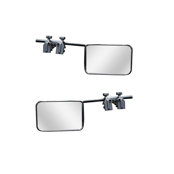 1 Pair Rotatable Car Towing Mirror PP Glass Adjustable Towing Universal Fit Clip-on Rectangle Shape Side Mirror