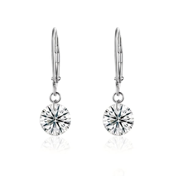 1 Pair S925 Sterling Silver Moissanite Drop Earrings, 2 Carat*2 Total Weight Diamond Dangle Earrings, Unisex, Elegant and Simple, for Daily Wear, Dates, Parties, Gifts for Loved Ones with Certificate
