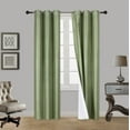 thumbnail image 1 of 1 Pair Sage Green Noa 63" Length Insulated Lined 100% Heavy Thick Blackout Silver Grommet Window Curtain Panels Drapes Not See Through Energey Saving, 1 of 1