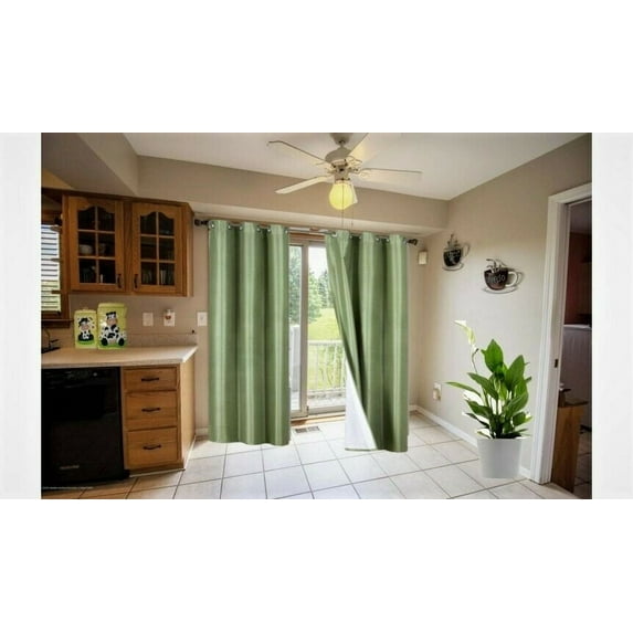 1 Pair Sage Green Noa 95" Length Insulated Lined 100% Heavy Thick Blackout Silver Grommet Window Curtain Panels Drapes Not See Through Energey Saving