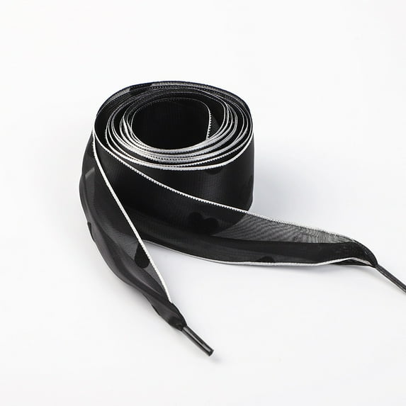 1 Pair Satin Ribbon Shoe Laces: 1.5"  Wide Colorful Heart Snow Yarn Shoelaces for Women - 47 inch / 120CM