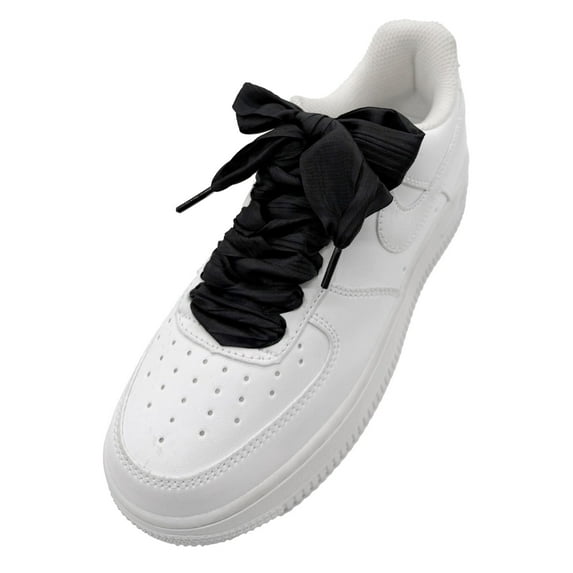 1 Pair Satin Ribbon Shoe Laces: 1.97" Wide Colorful Flat Folds Yarn Shoelaces for Women - 47 inch / 120CM