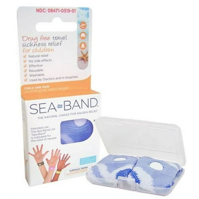 1 Pair SeaBand AntiNausea Kids Wrist Bands for Travel & Motion