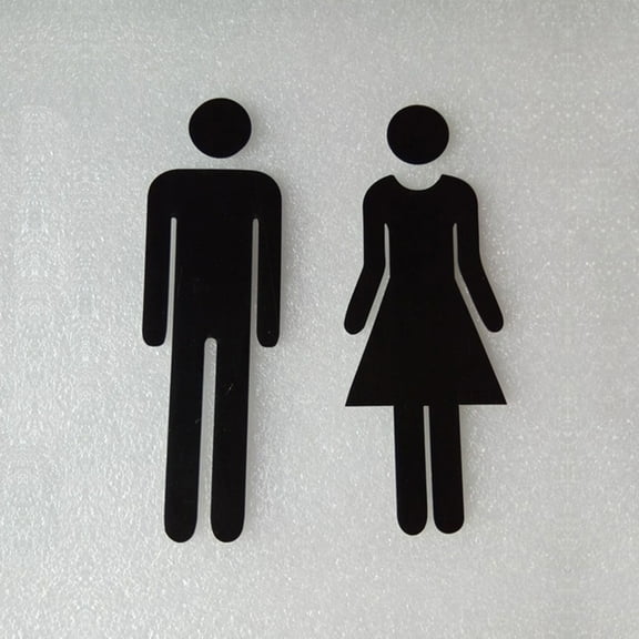 1 Pair Self-adhesive Acrylic Men&Woman WC Door Sign Washroom Signage Sticker