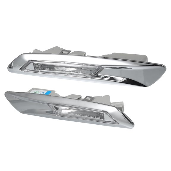 1 Pair Sequential Blink Fender Indicator Side Marker Turn Signal Light 63137154169 for BMW Silver Tone