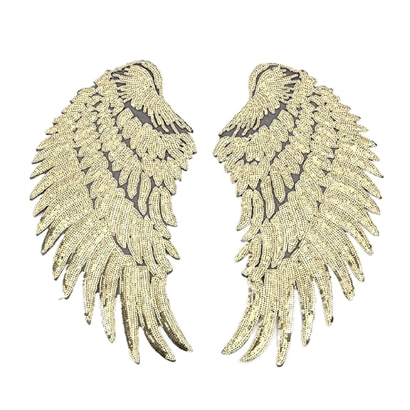 1 Pair Sequins Large Wing Wing Sewed on Big Patches Appliques Iron on Wing for Jackets Coat Cloth Cosplays Wing