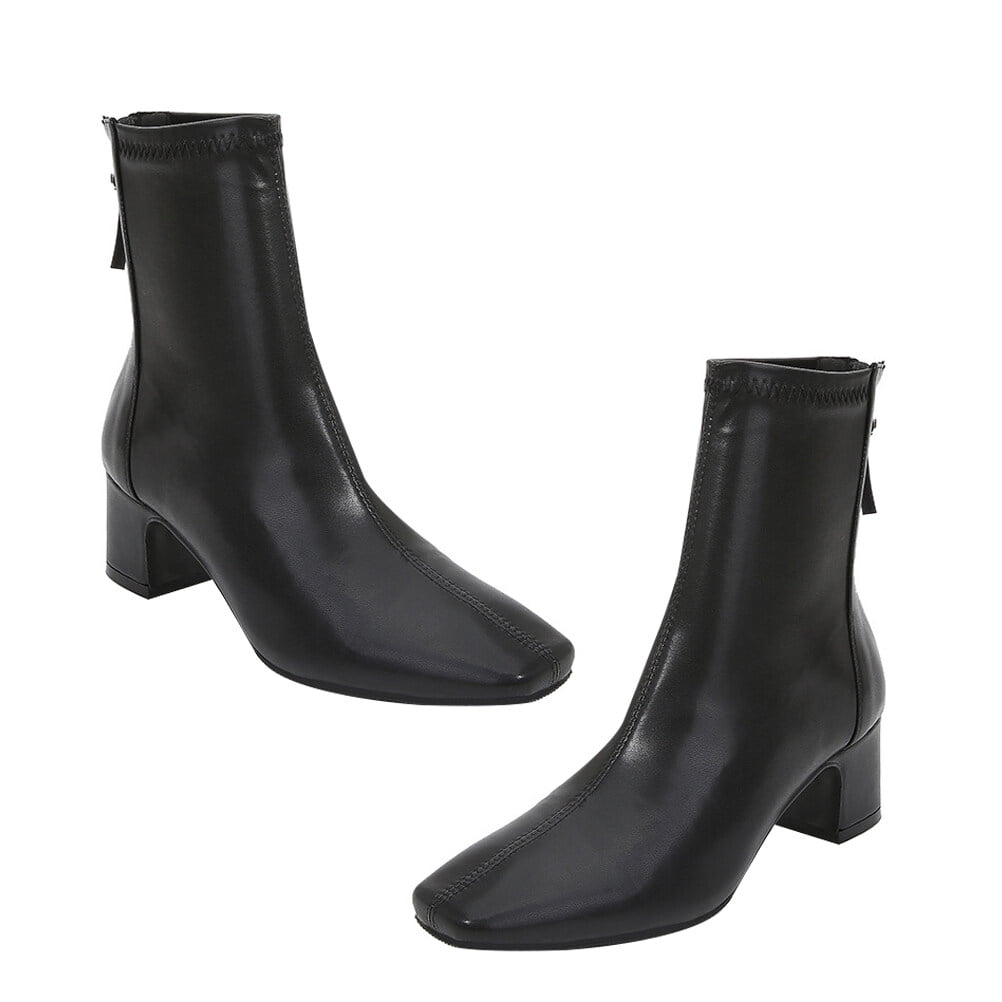 1 Pair Sexy Women Boots Square Toes Boots Patent Leather Shoes Warm